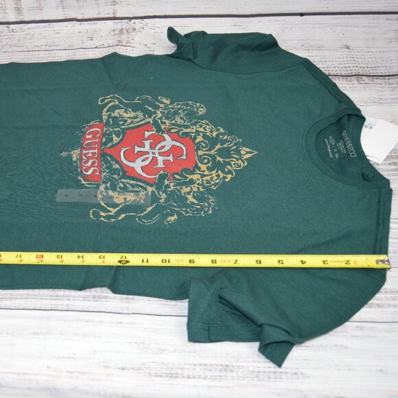Guess Eco Organic Men’s T-Shirt Green Short Sleeves Logo Size Small Slim Fit NWT - Picture 9 of 16